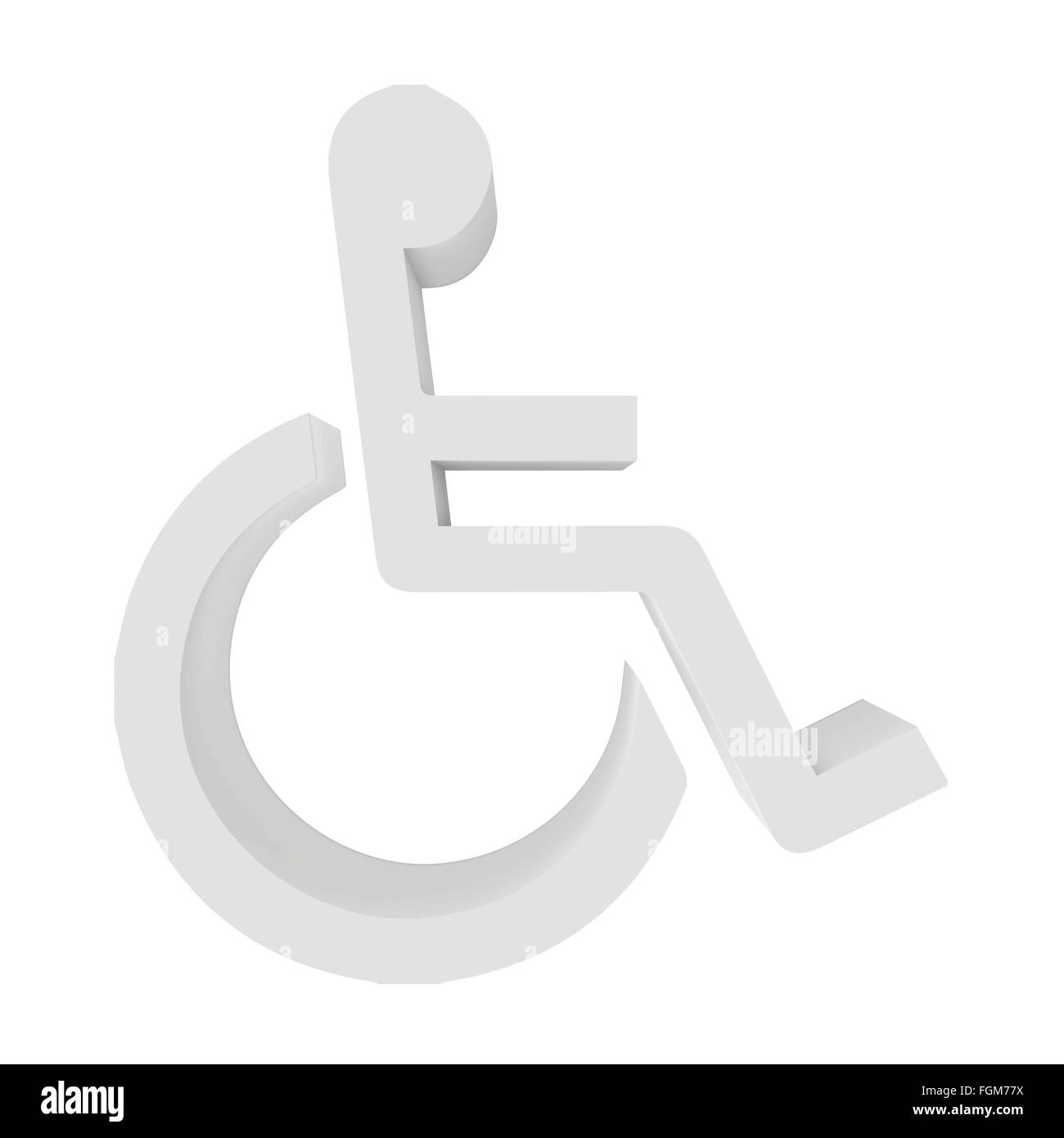 Icon wheelchair isolated on white background. 3d rendering close-up Stock Photo