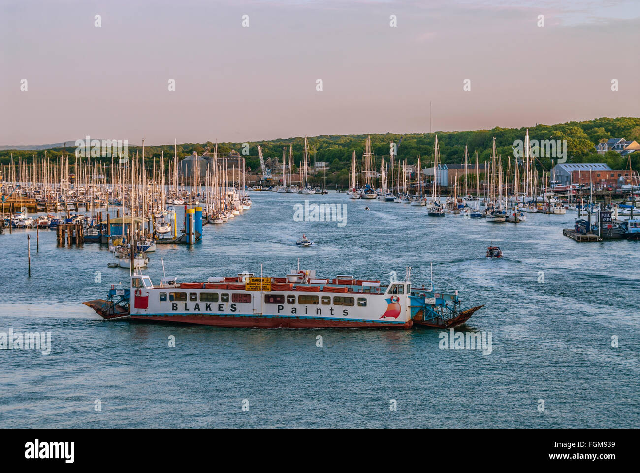 Floating Bridge Ferry at Cowes Harbour, Isle of Wight, South England Stock Photo
