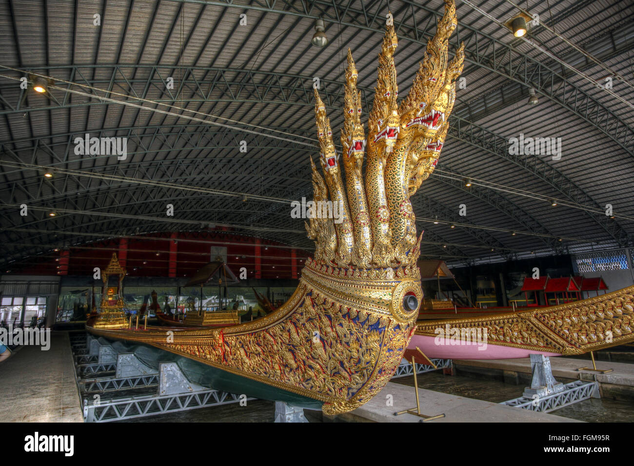 Dragon boat, Anantanaharaj Royal Barge of King Rama VI, Royal Barges National Museum, Bangkok, Thailand Stock Photo