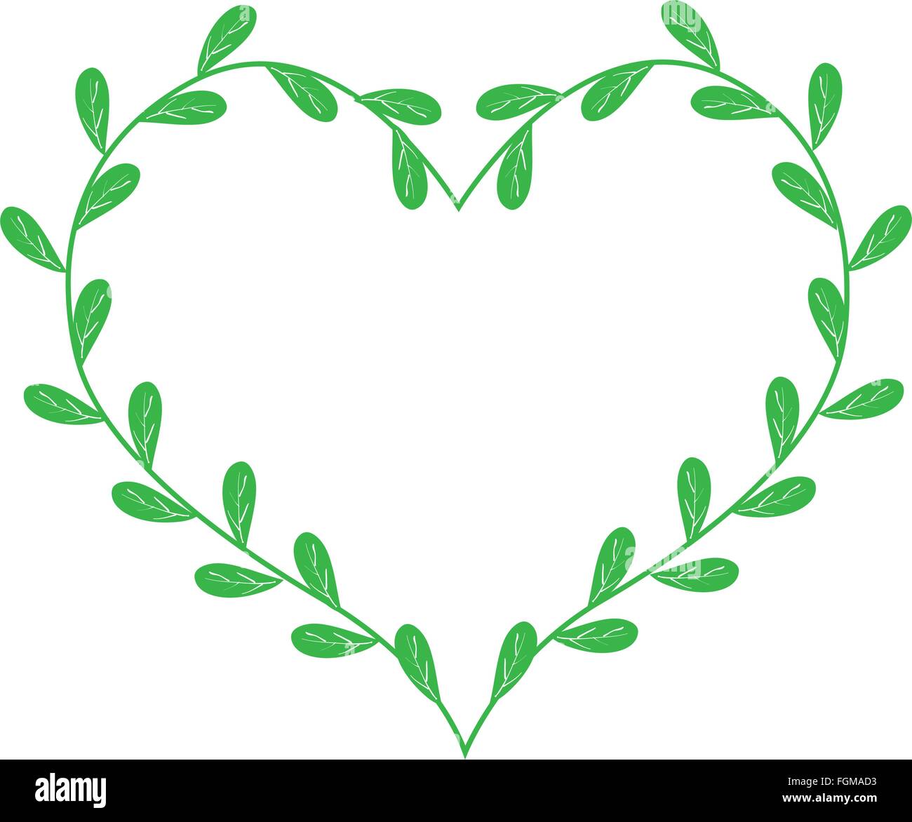 Love Concept, Illustration of A Heart Shape Frame Made of Green Vine ...