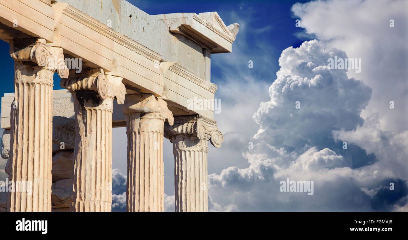 Athens - The Erechtheion on Acropolis in morning light. Stock Photo