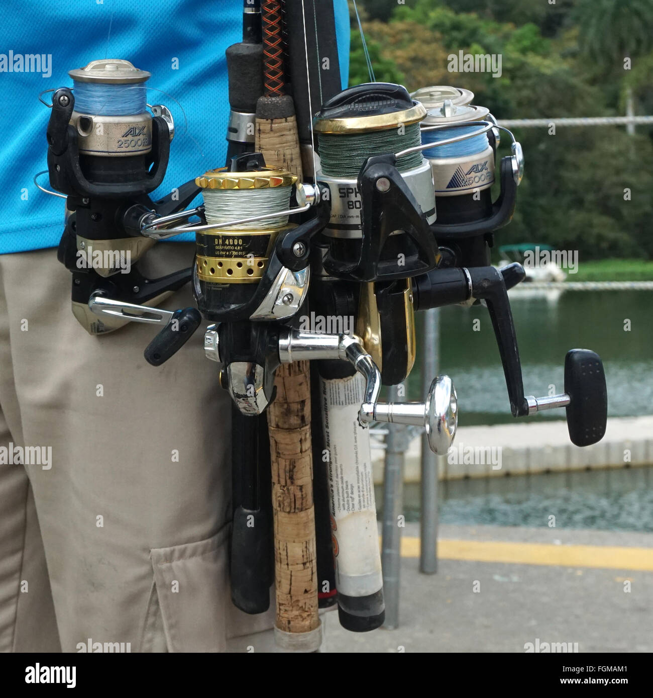 fishing rods fishing gear Stock Photo