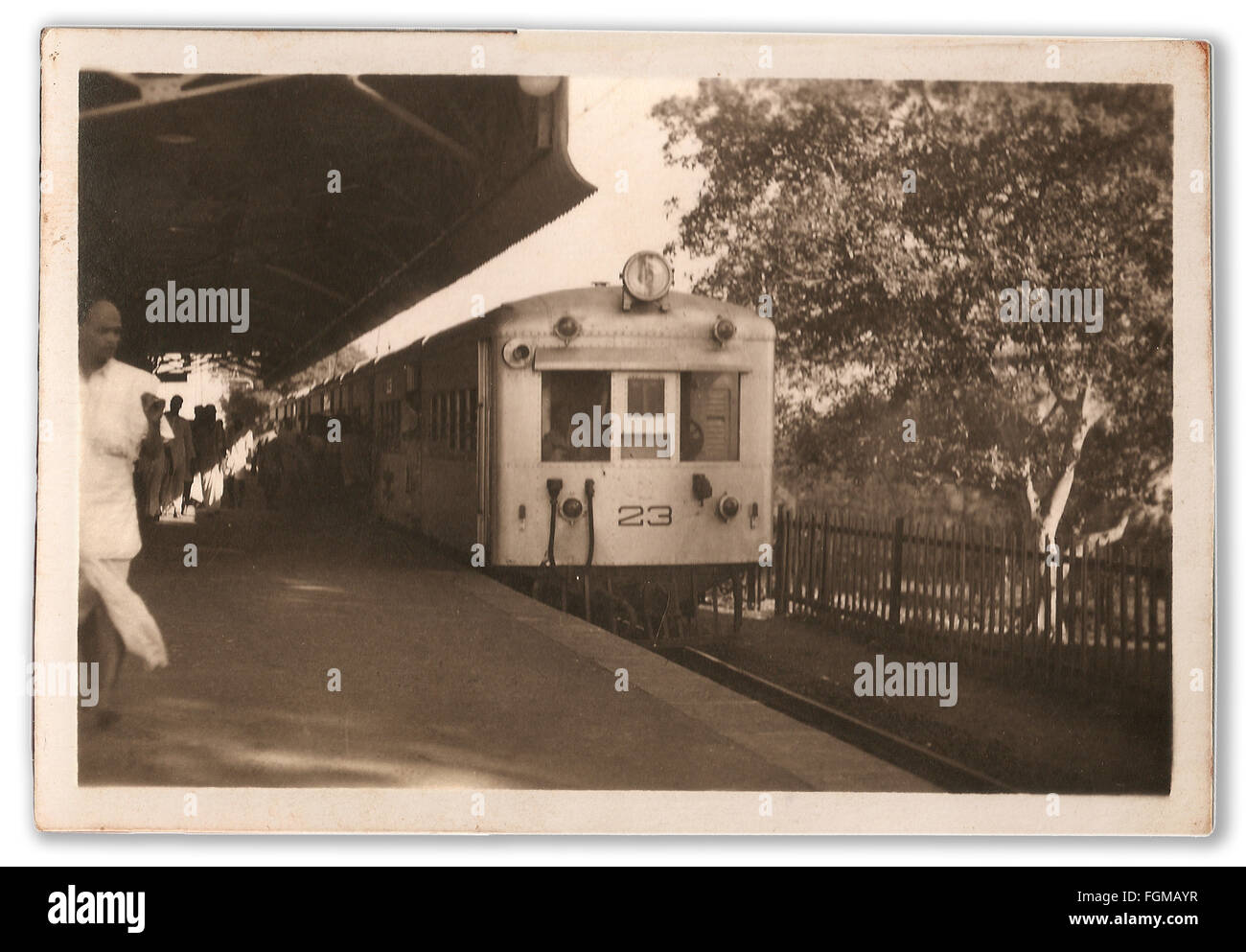 A train on the Madras Beach to Tambaram suburban route in Madras, Tamil