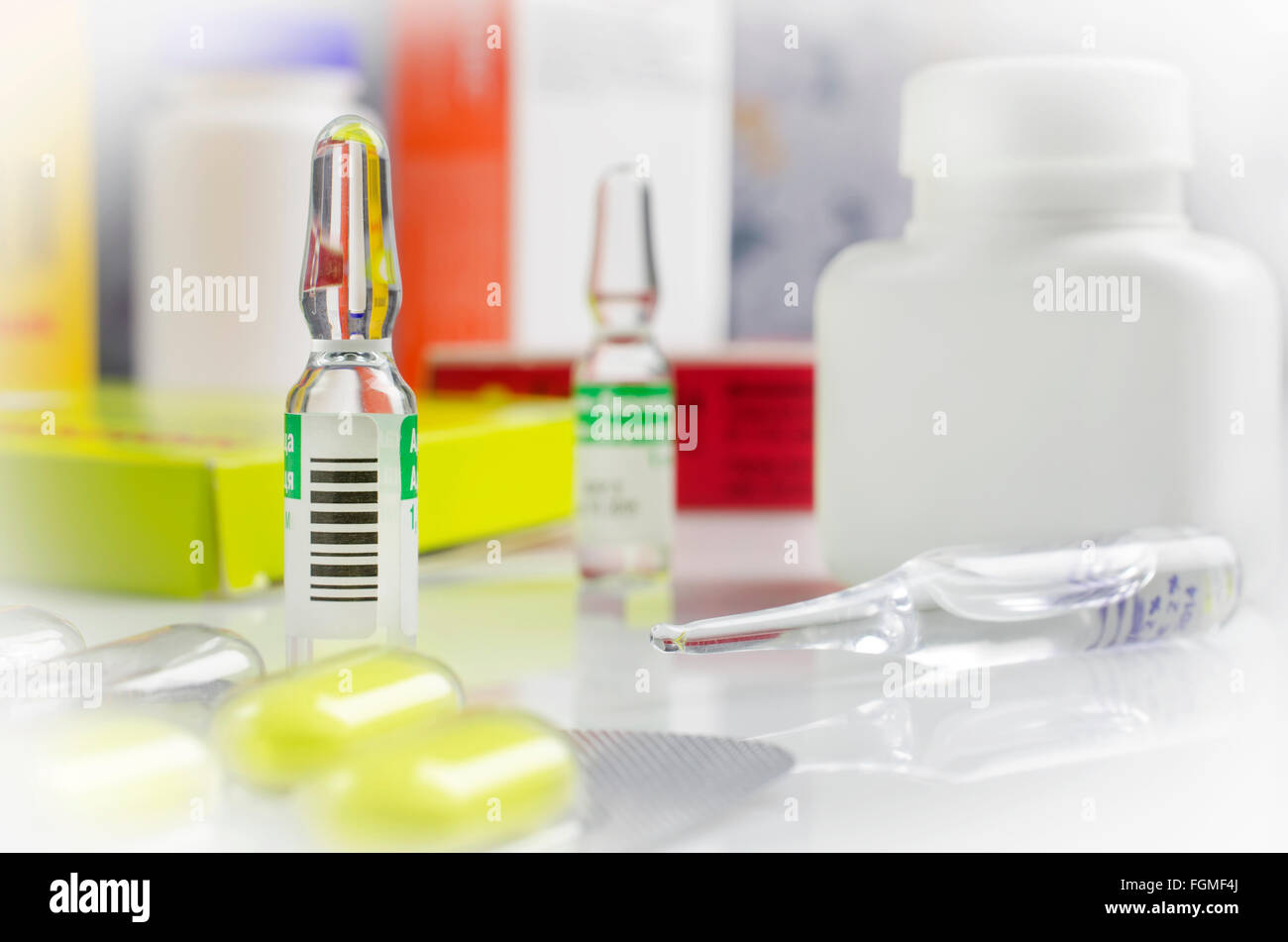 Variety of medicines and drugs Stock Photo Alamy