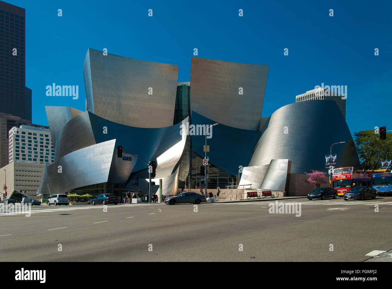 Steet view of the Walt Disney concert hall Stock Photo