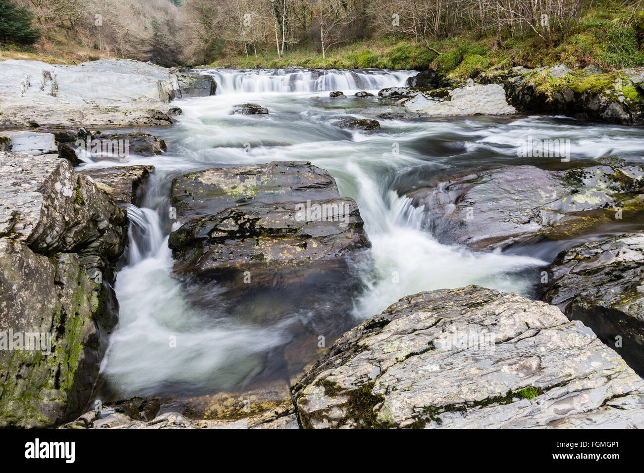 Waterfalls in the Rheidol Valley, Ceredigion, Wales Stock Photo