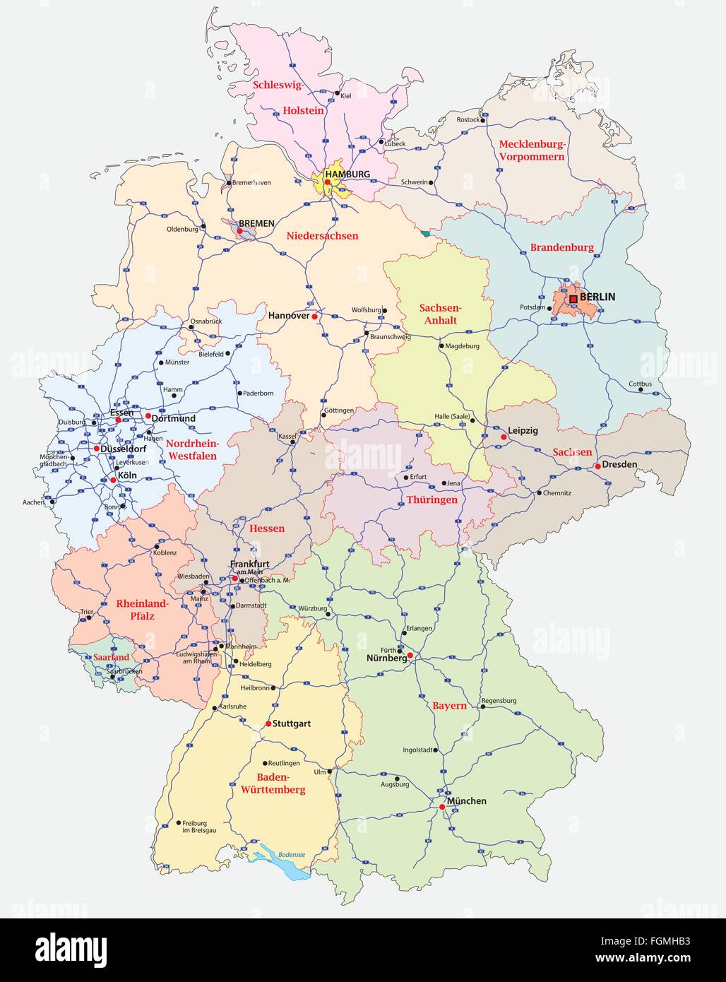 colorful motorway map germany stock image