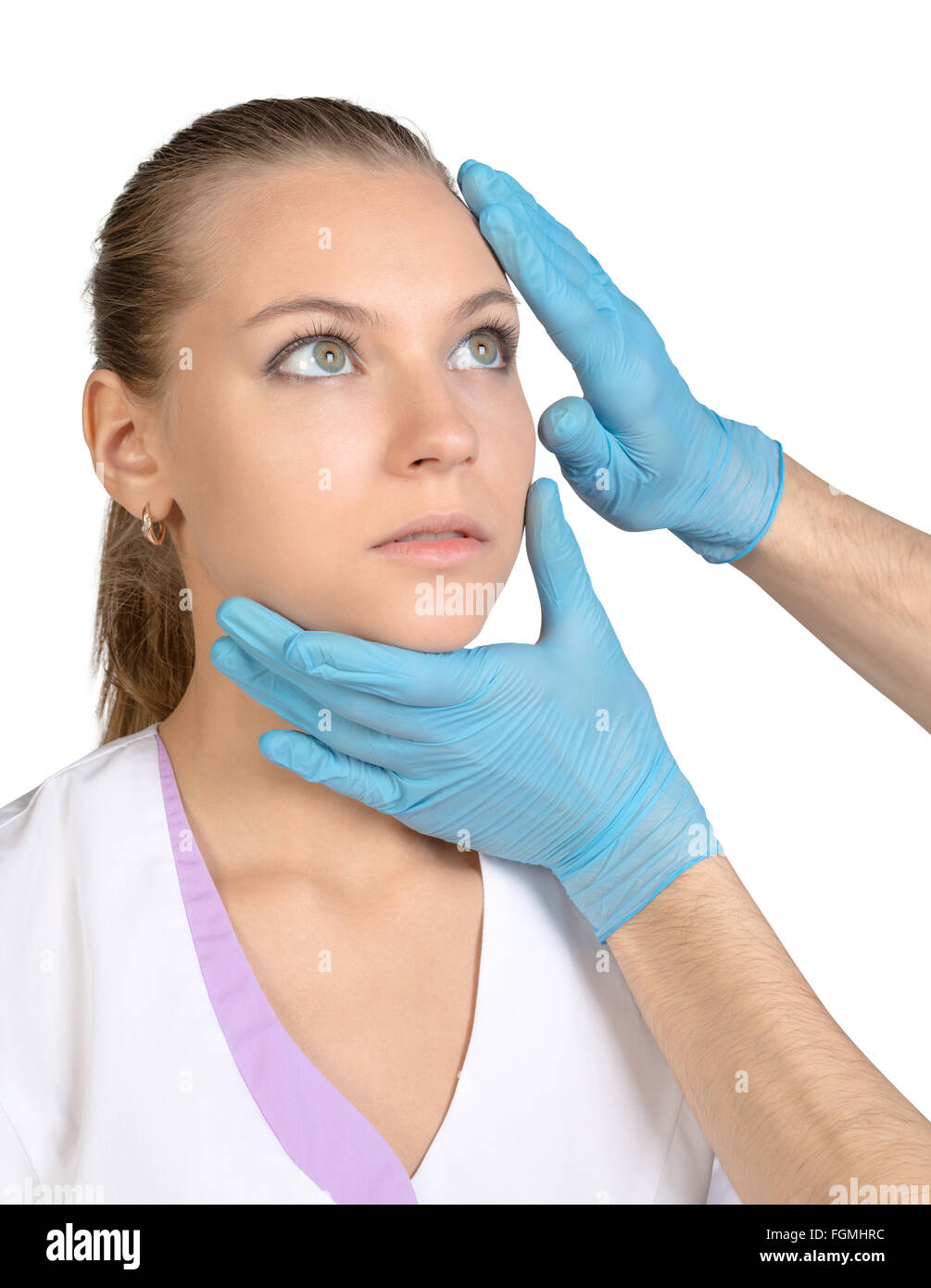 Young beautiful girl is being prepared for plastic surgery Stock Photo