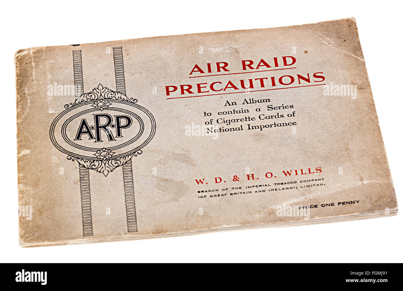 Air Raid Precautions album for collecting Wills cigarette cards during the Second World War, UK Stock Photo