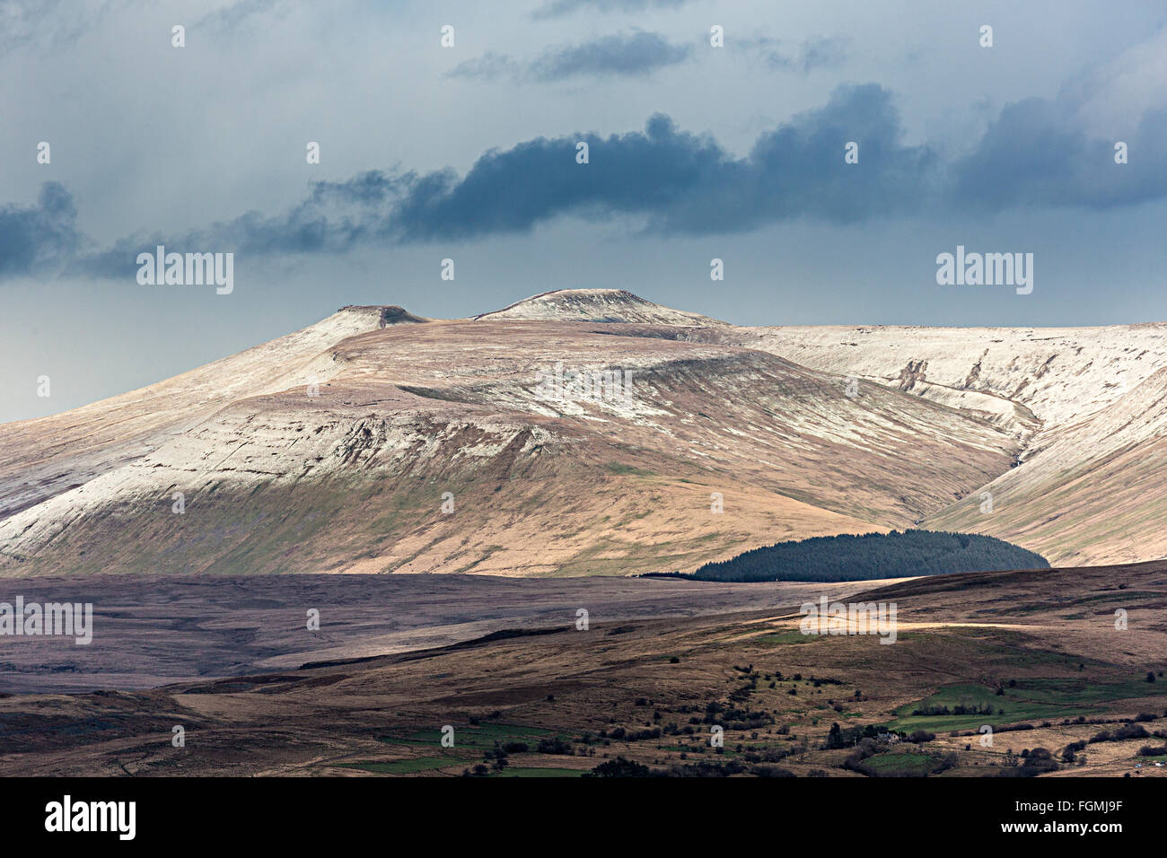 Brecon Beacons with light covering of snow. Wales, UK Stock Photo