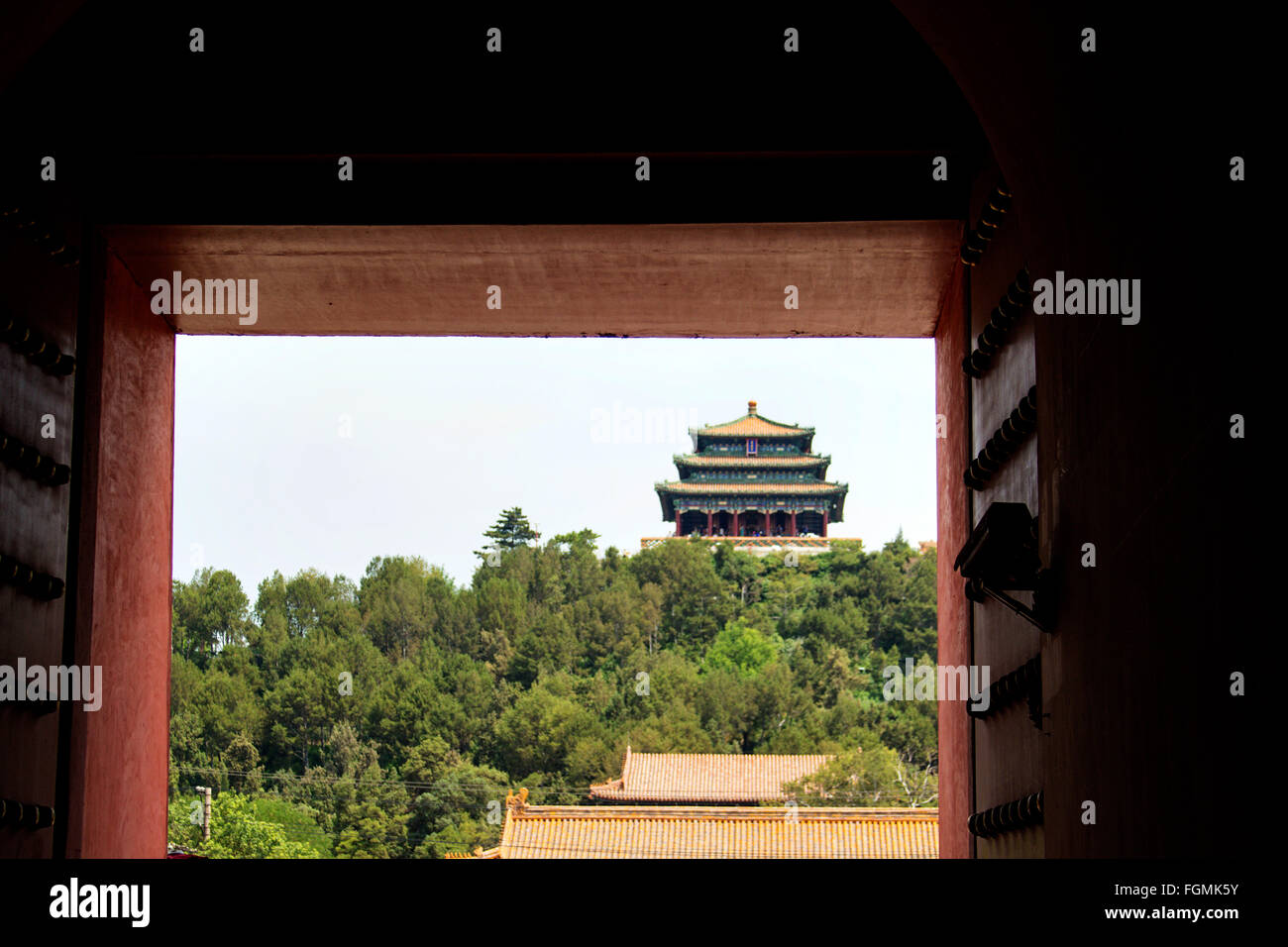 Beijing temple on hill Stock Photo