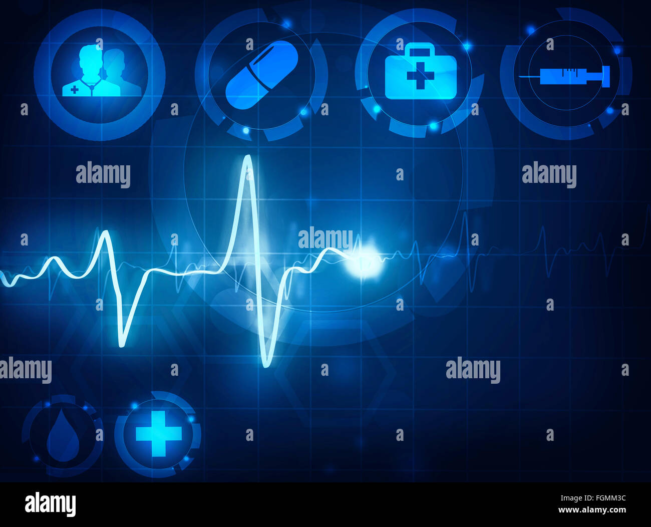 cardiogram wave medical background Stock Photo