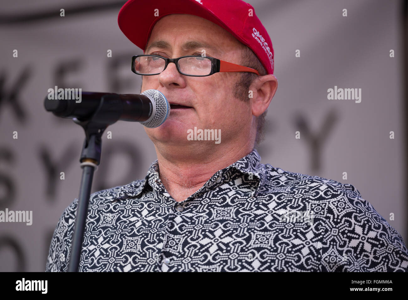 Sydney, Australia. 21st Feb, 2016. Dave Faulkner from iconic Australian band Hoodoo Gurus described how his musical career was forged in the late hours now prohibited in Sydney. © Richard Ashen/Pacific Press/Alamy Live News Stock Photo