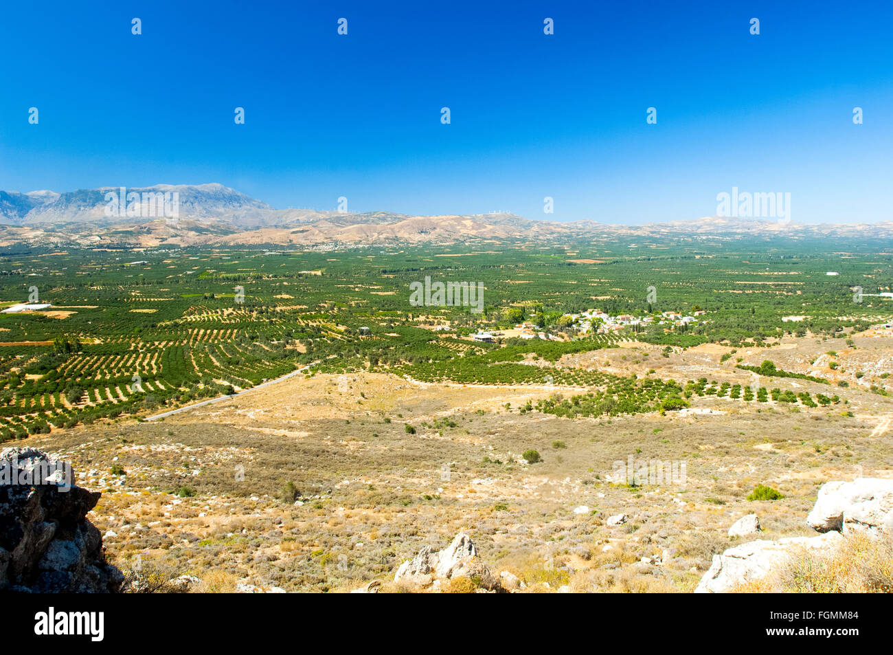 Griechenland, Kreta, Massara-Ebene, die fruchtbare Tiefebene ist mit 40 km Länge und 20 Km Breite die grösste Kretas. Stock Photo