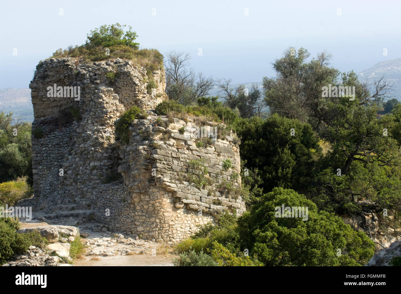 Griechenland, Kreta, Archea Eleftherna, Ruine eines Turms der Stadtbefestigung der antiken Stadt Eleuderna. Stock Photo