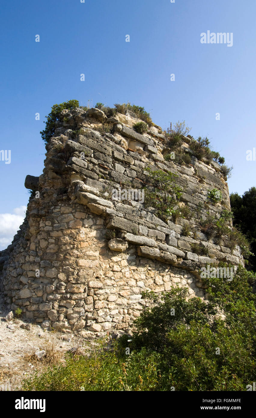Griechenland, Kreta, Archea Eleftherna, Ruine eines Turms der Stadtbefestigung der antiken Stadt Eleuderna. Stock Photo