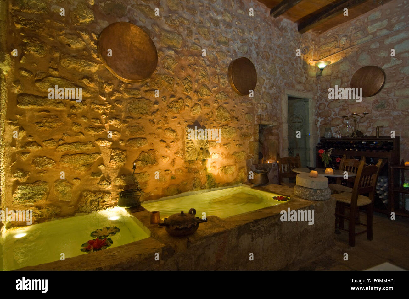 Griechenland, Kreta, Rethymnon, das stimmungsvolle Restaurant Veneto in der Odos Epimenidou in der Altstadt. Stock Photo