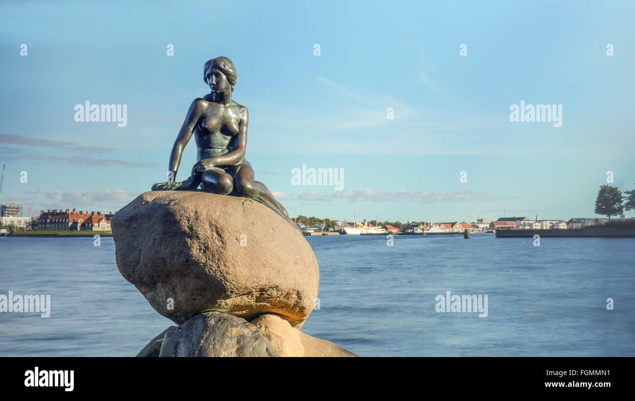 Little Mermaid statue on rock in Denmark Stock Photo - Alamy