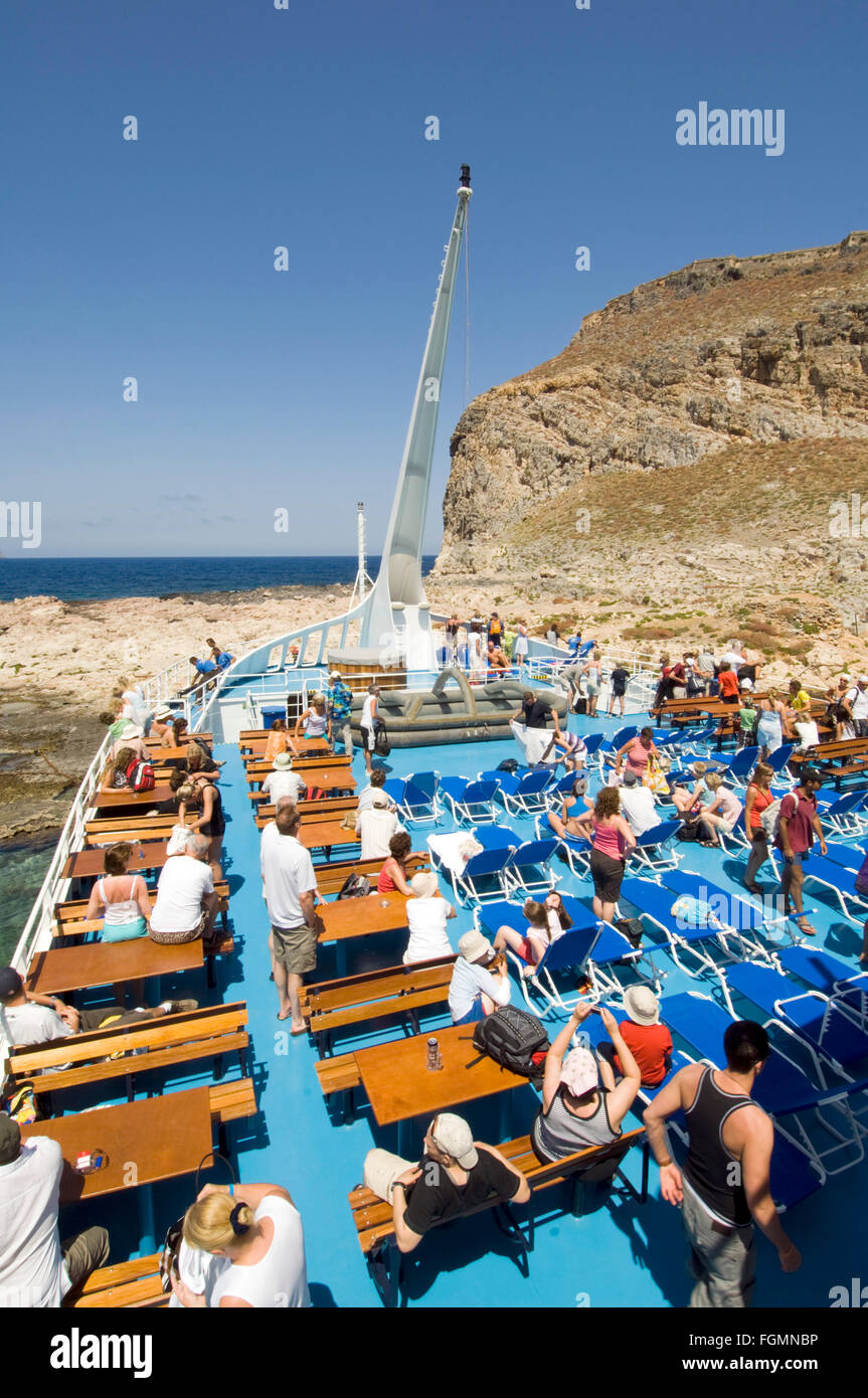 Griechenland, Kreta, Kissamos, Ausflugsschiff nach Gramvousa. Stock Photo