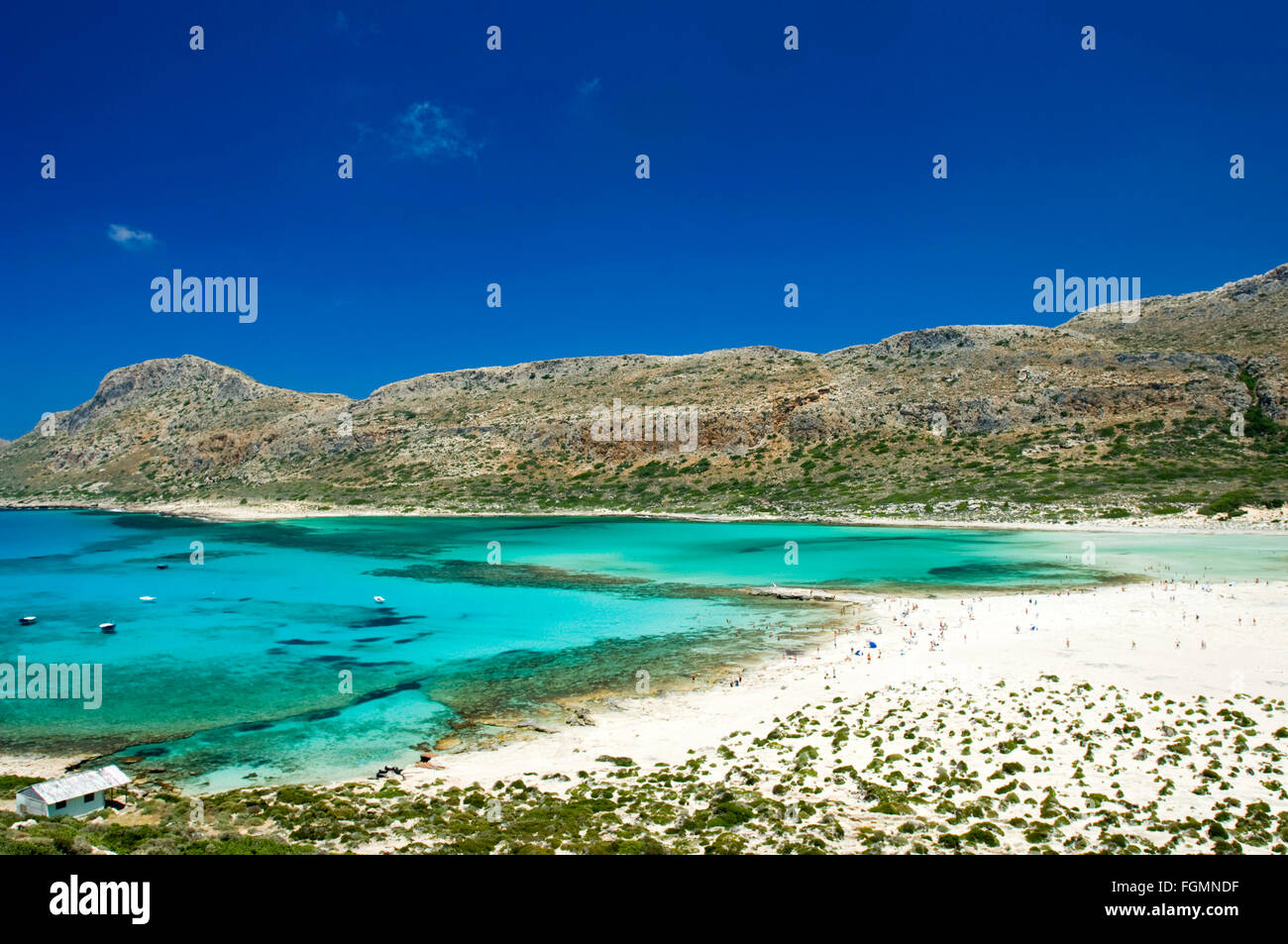 Griechenland, Kreta, Kissamos, Blick auf Balos Beach und die Lagune Stock Photo