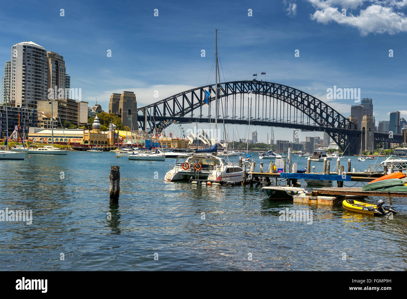 Luna Park under Sydney harbor Bridge Stock Photo