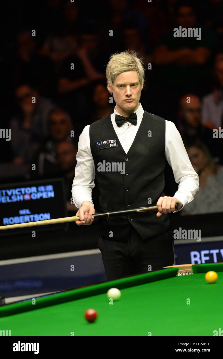 Cardiff Arena, Cardiff, Wales. 21st Feb, 2016. Bet Victor Welsh Open Snooker. Ronnie OSullivan versus Neil Robertson
