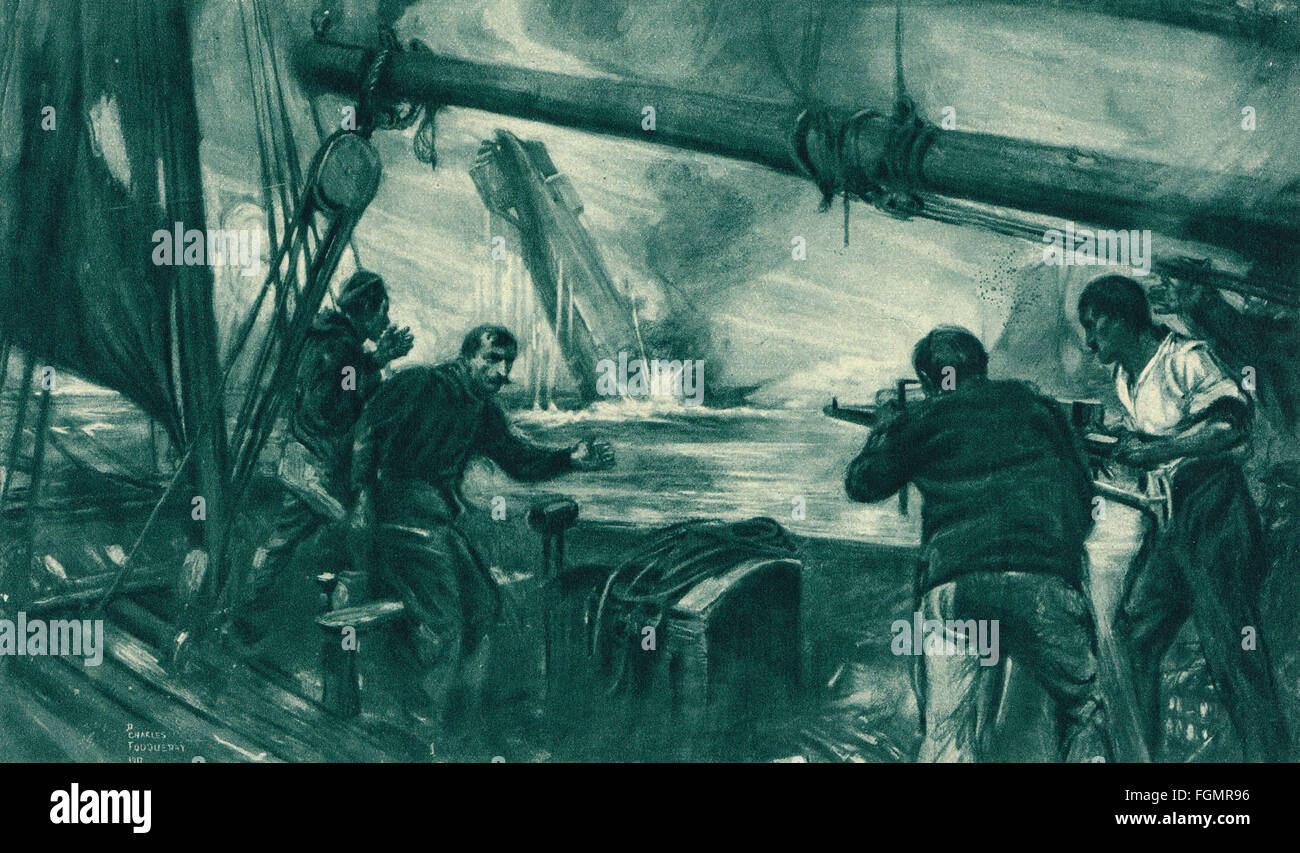 WWI U boat sunk by a French fishing boat Stock Photo