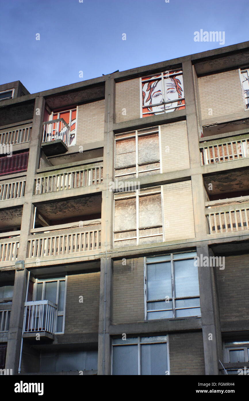 Boarded up flats in an undeveloped part of the Park Hill housing estate