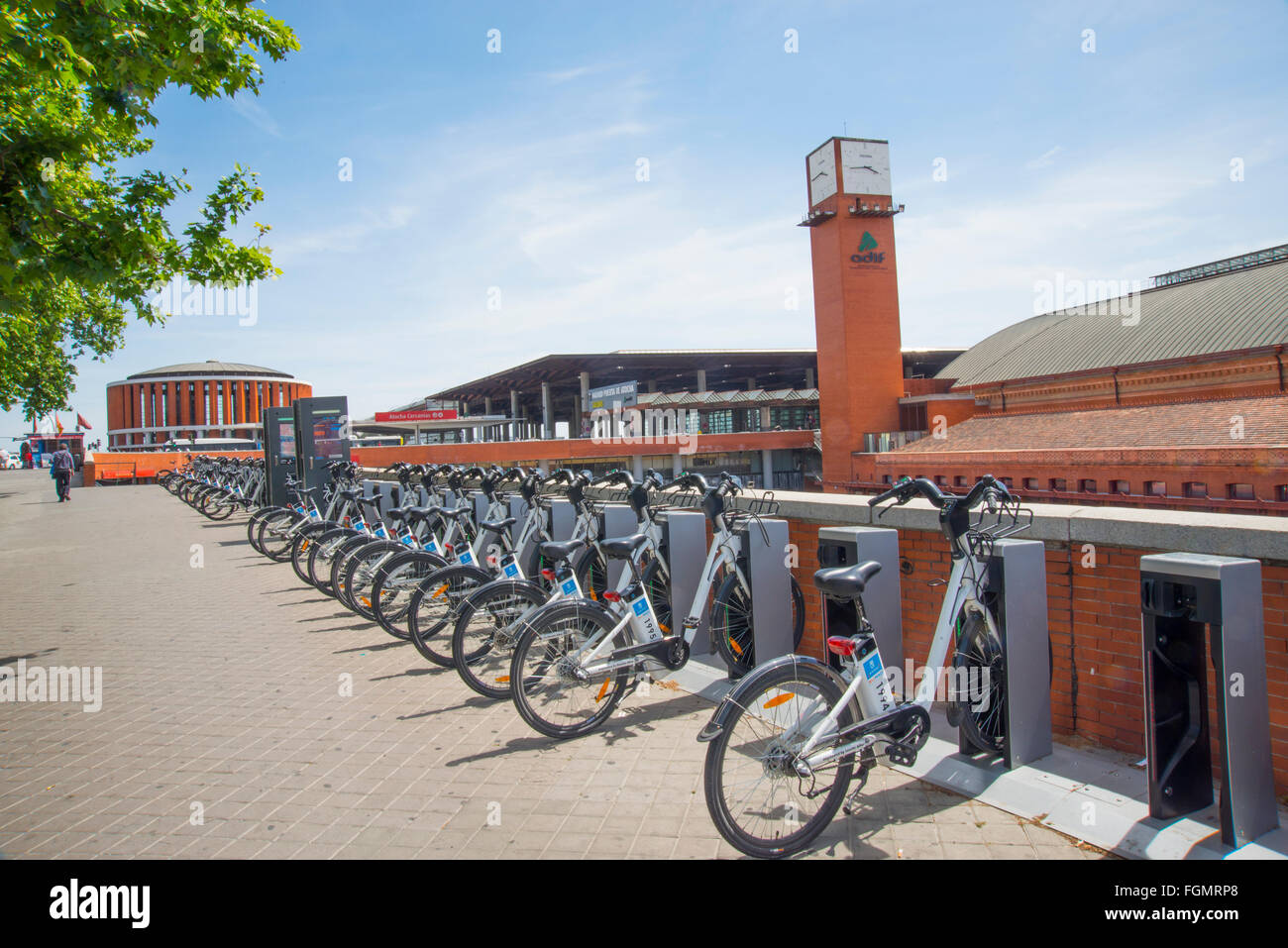 BiciMad bike parking. Puerta de Atocha railway station, Madrid, Spain Stock  Photo - Alamy