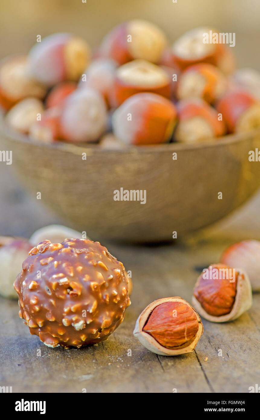 hazelnuts and chocolate Stock Photo Alamy