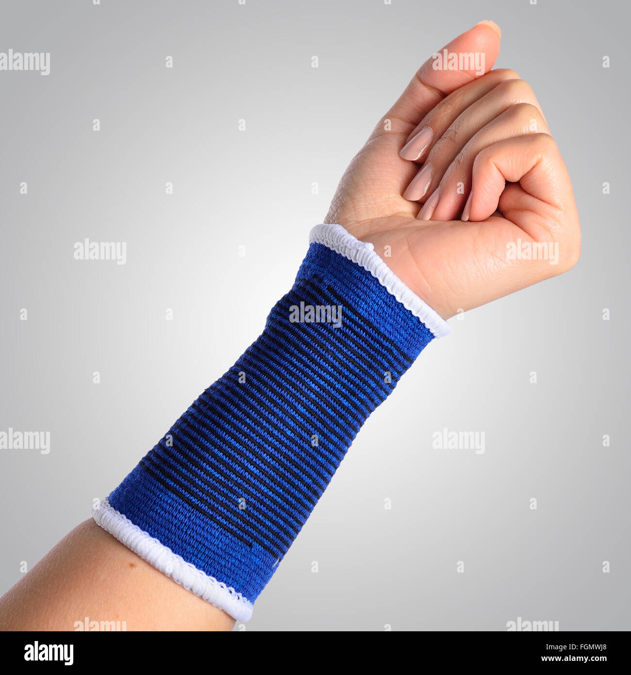 hand with a orthopedic wrist brace Stock Photo