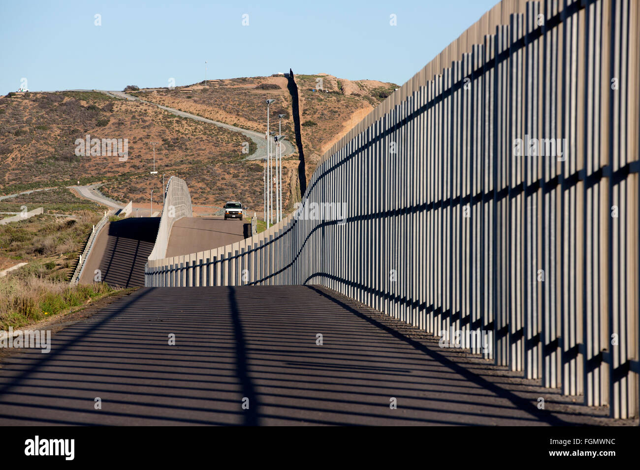 View from the American side of the US / Tijuana, Mexico border fence near San Ysidro, California Stock Photo