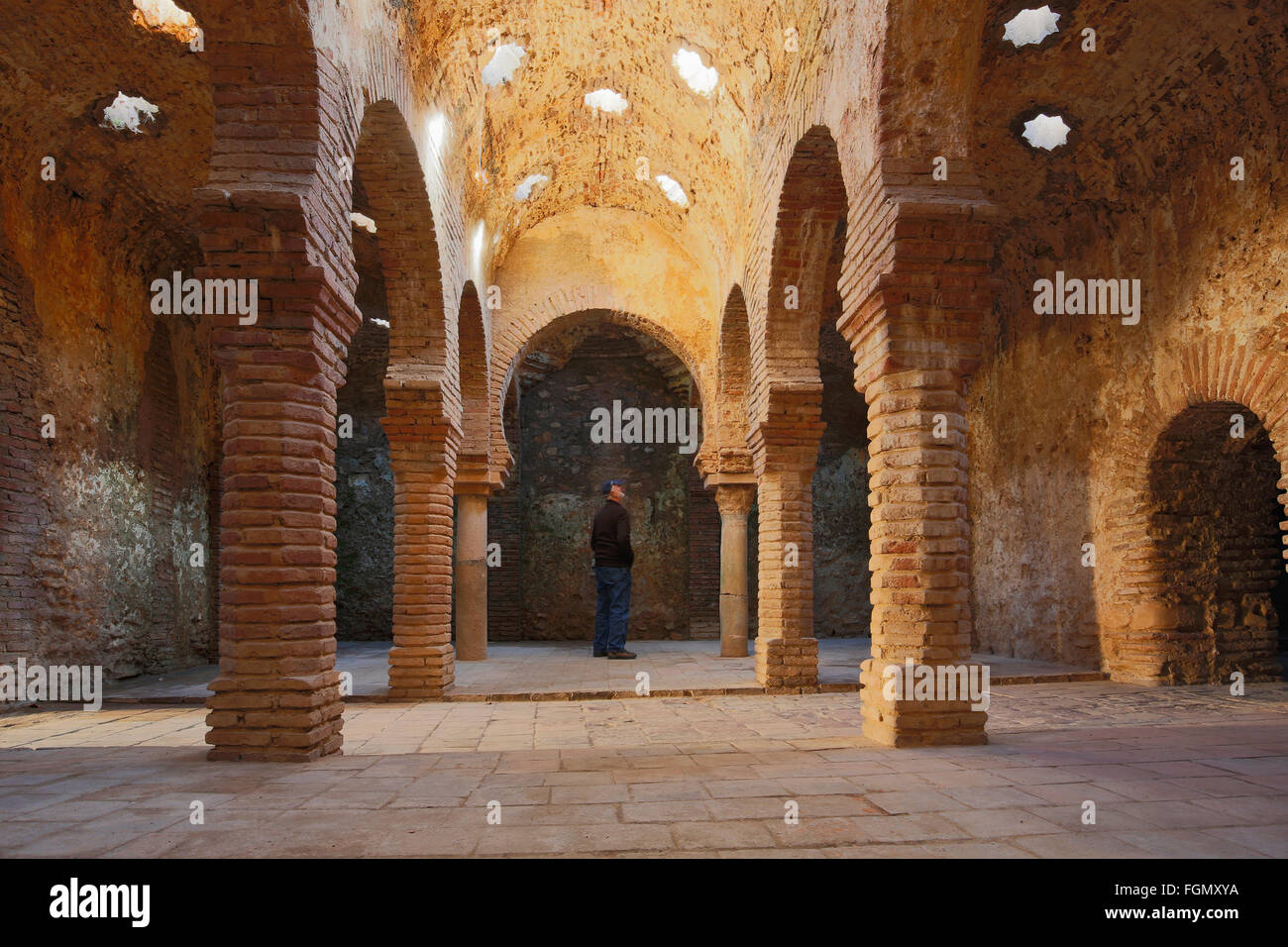 Ronda, Malaga Province, Andalusia, southern Spain. Interior of the Baños Arabes, or Arab baths. Stock Photo