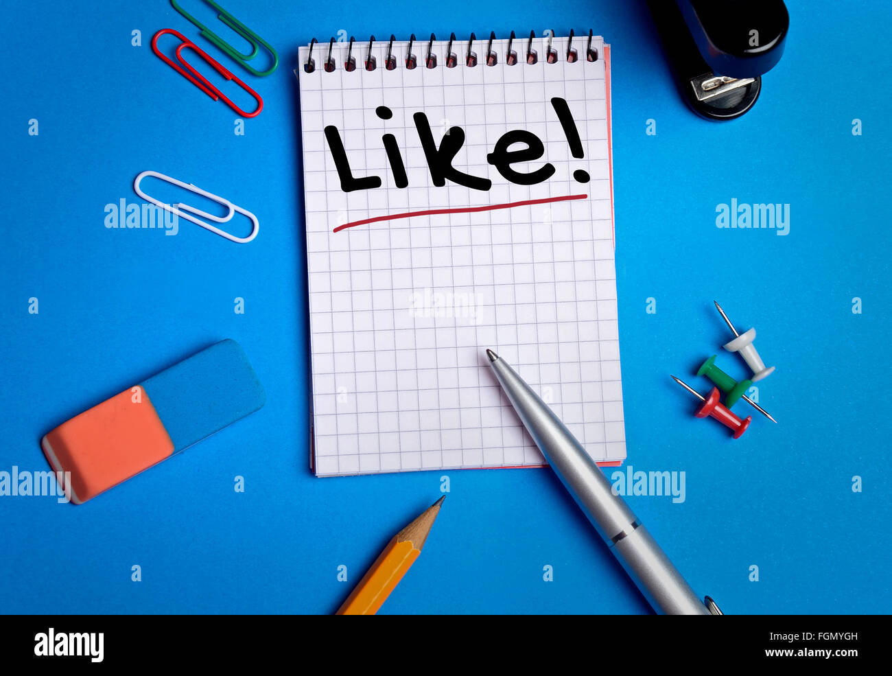 Like word on notebook page Stock Photo Alamy