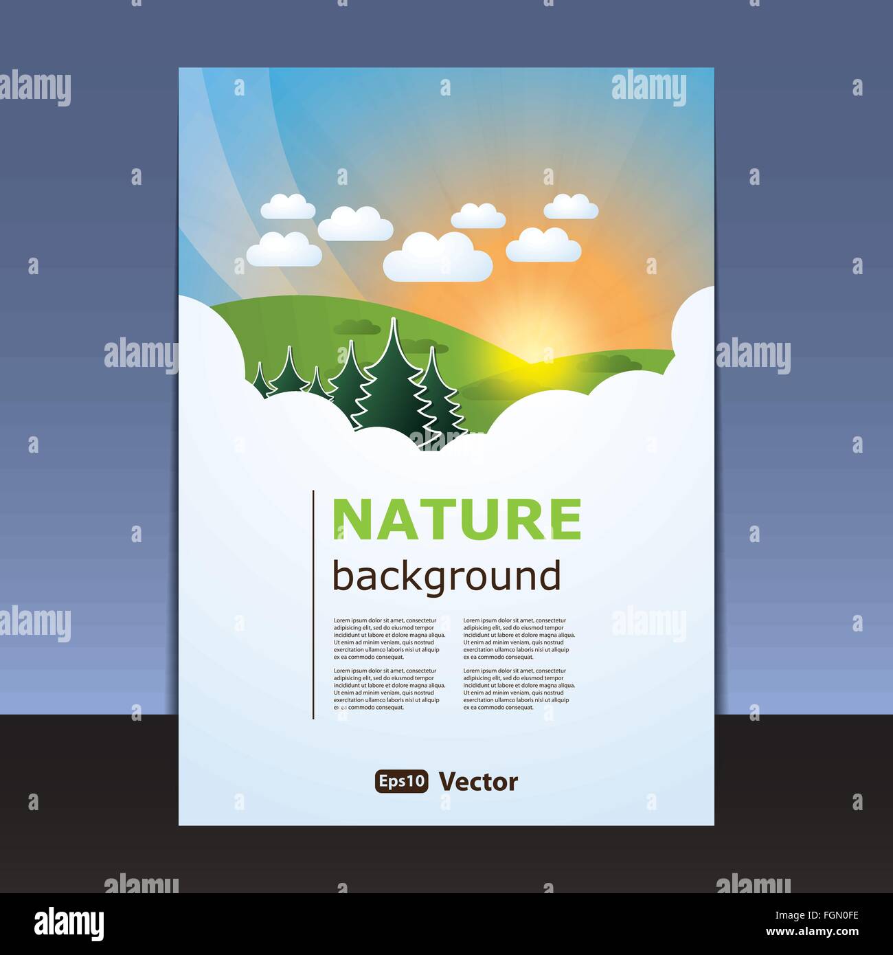 Flyer Or Cover Design Nature Forest Mountain Sunset Stock Vector Image Art Alamy