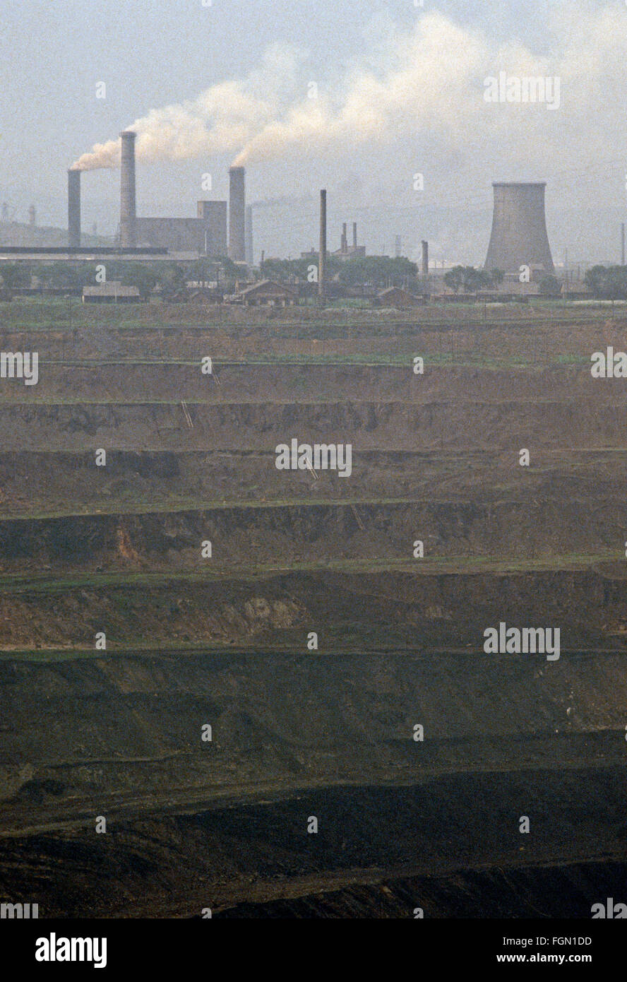 Open cast coal mine, Fushun, Liaoning Province, China Stock Photo