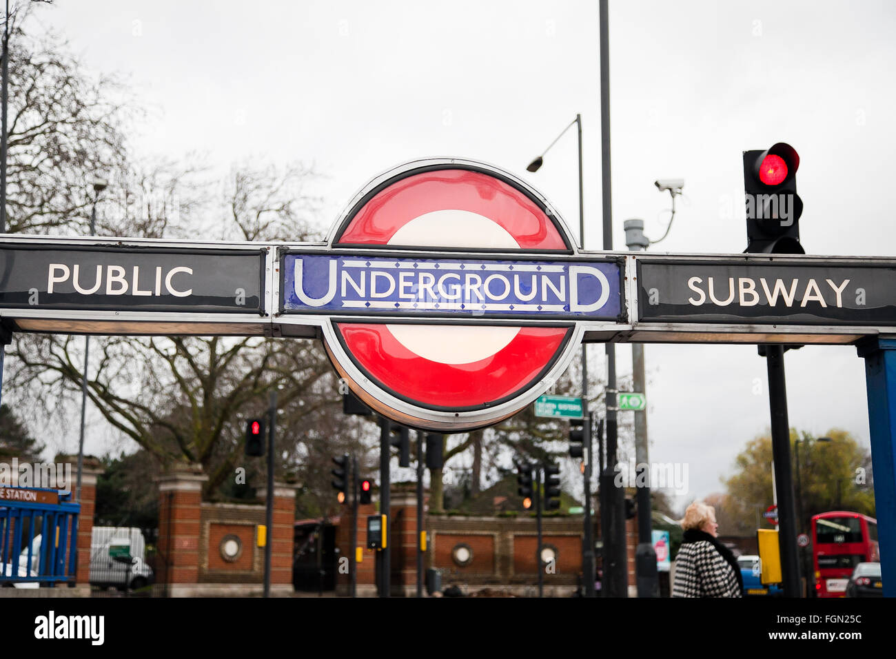 London Underground station and Public Subway signage in London, UK