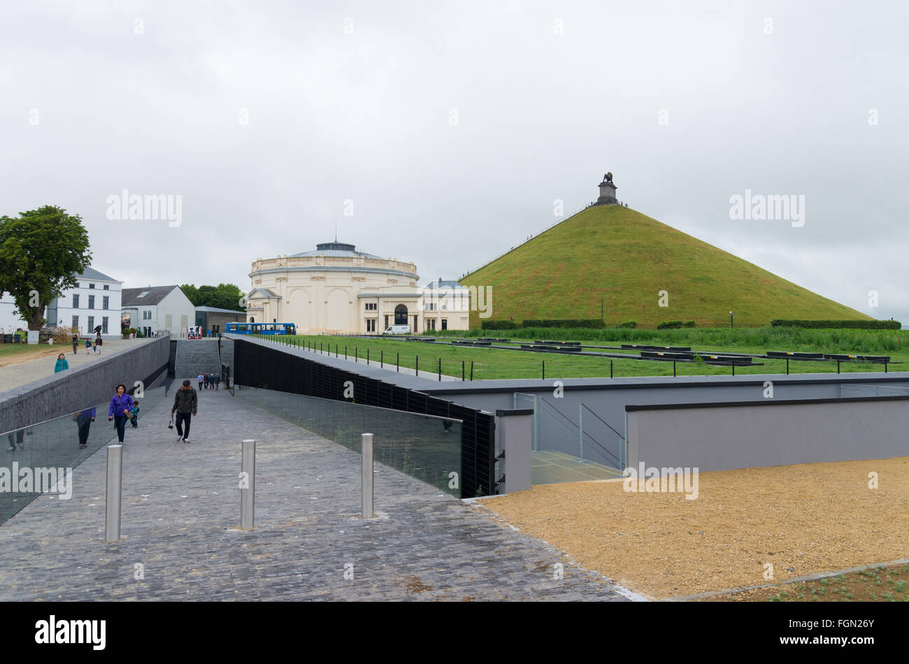 Waterloo, Belgium - July 13, 2015: Unknows visitors at the entrance of the Waterloo memorial Stock Photo