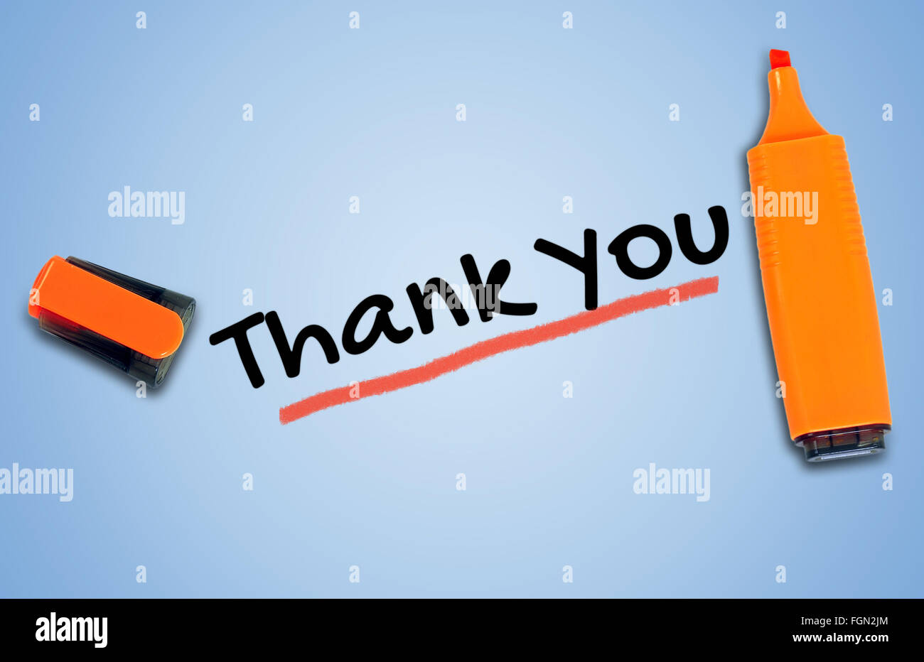 Thank you word on blue background Stock Photo - Alamy