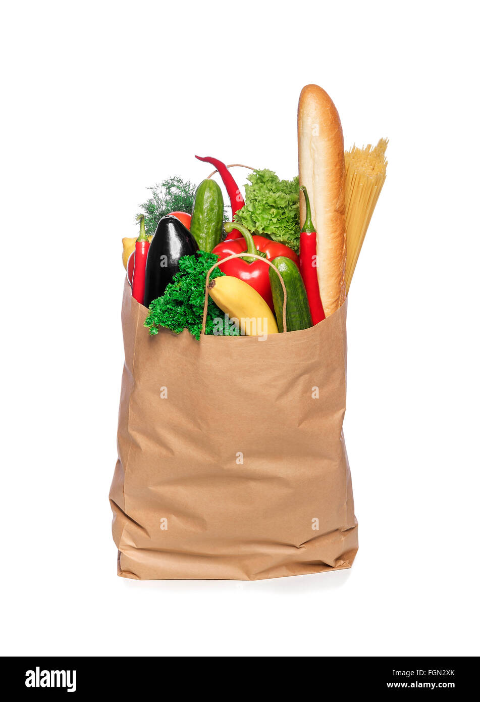 Paper bag with vegetables. Stock Photo