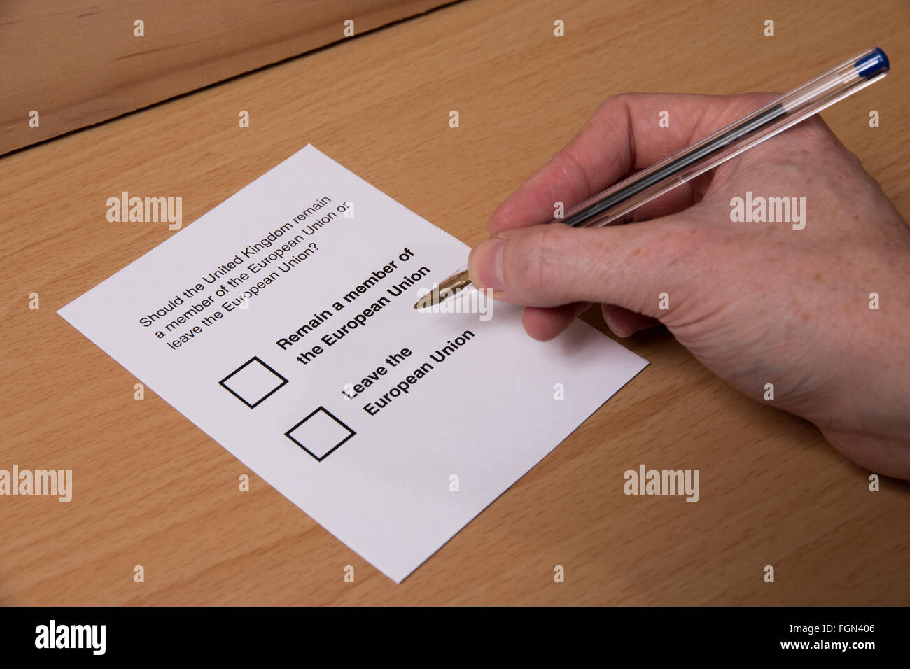 A 'ballot' asking if the UK should remain a member of the EU. Stock Photo