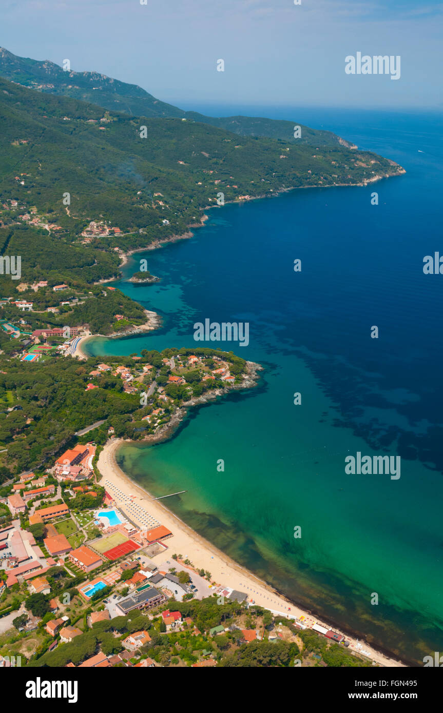 Italy, Tuscany, Elba island, Procchio  (aerial view) // Italie, Toscane, Ile d'Elbe, Procchio  (vue aerienne) Stock Photo