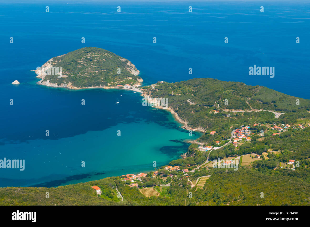 Italy, Tuscany, Elba island, Capo d'Enfola (aerial view) // Italie,  Toscane, Ile d'Elbe, Capo d'Enfola (vue aerienne Stock Photo - Alamy