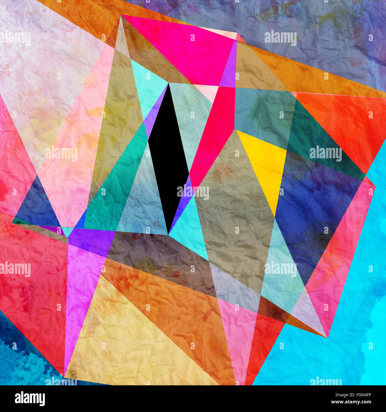 Abstract colorful watercolor background with different geometric ...
