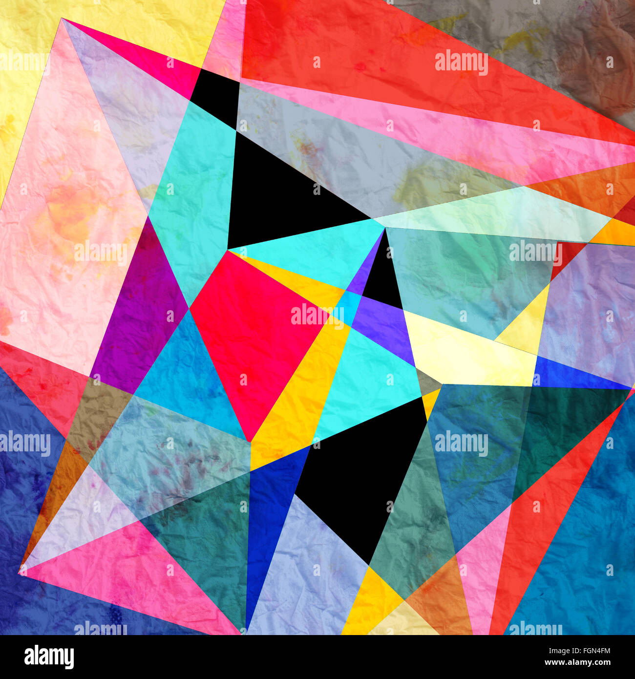 Abstract colorful watercolor background with different geometric ...