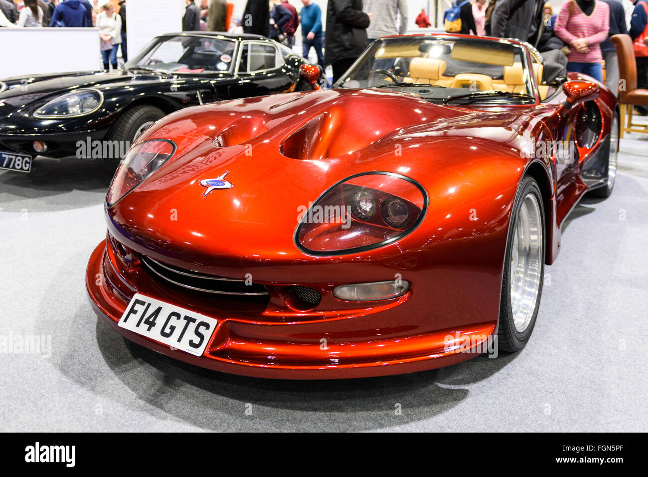 Red Marcos Mantis on display at the 2016 London Classic Car Show Stock