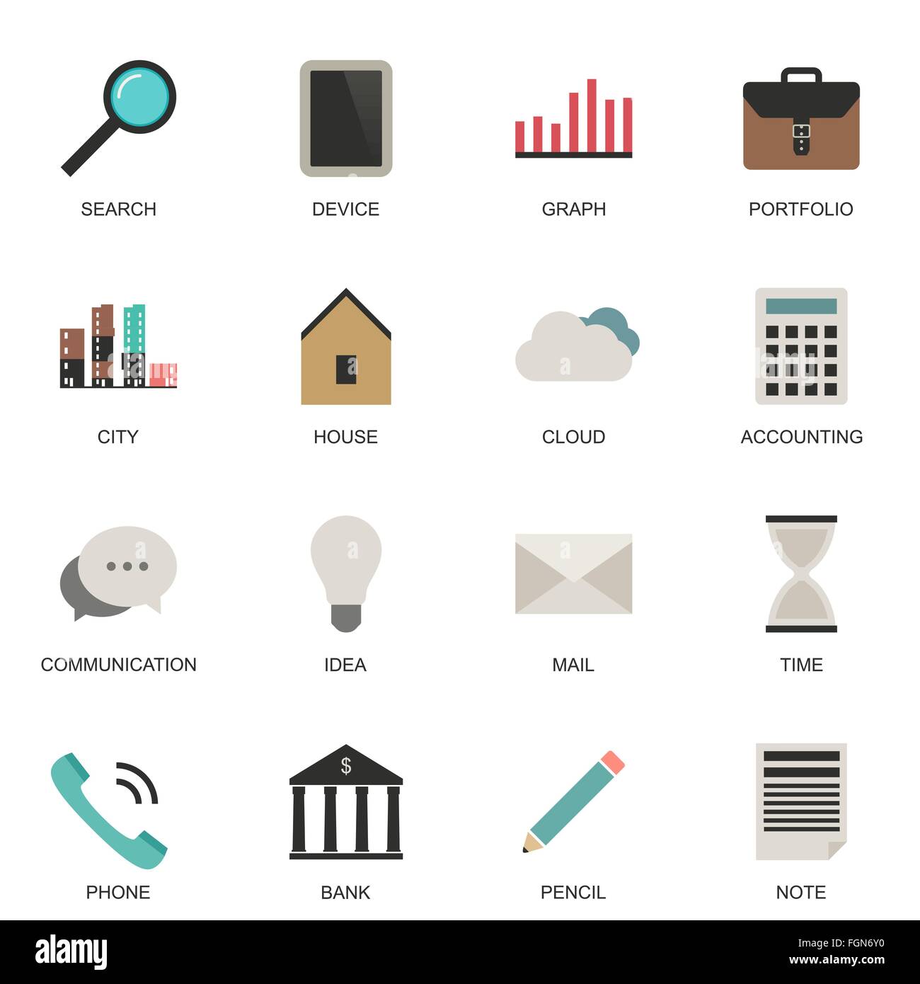 Set of flat style icons Stock Vector Image & Art - Alamy