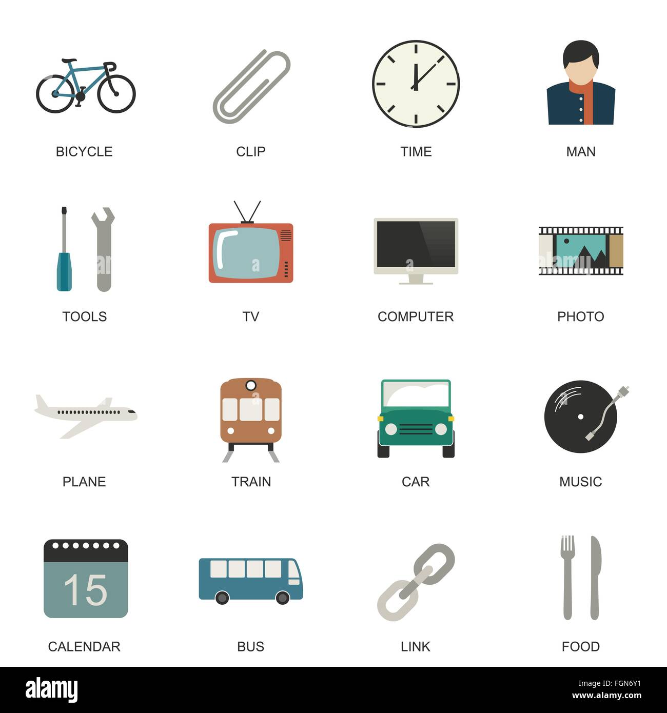 Set of flat style icons Stock Vector Image & Art - Alamy
