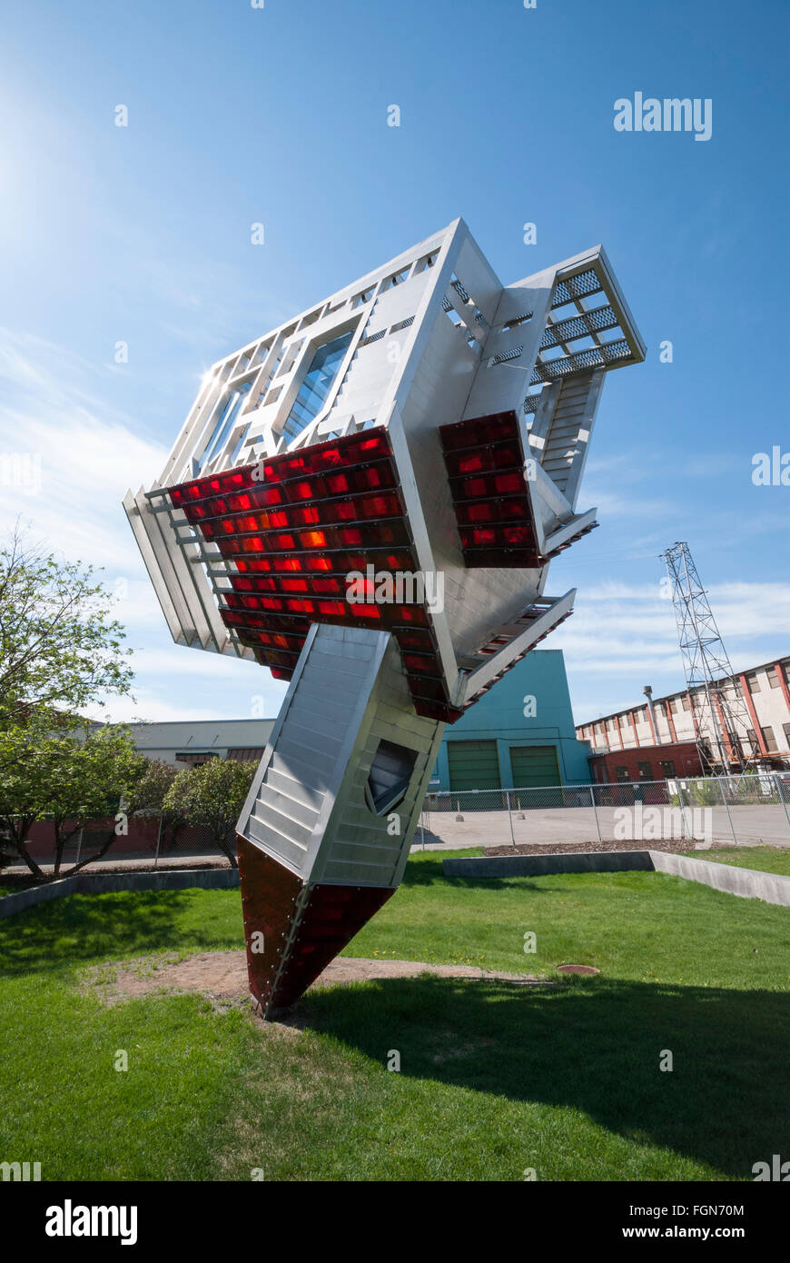 An upside down church, street art by Dennis Oppenheim. Originally