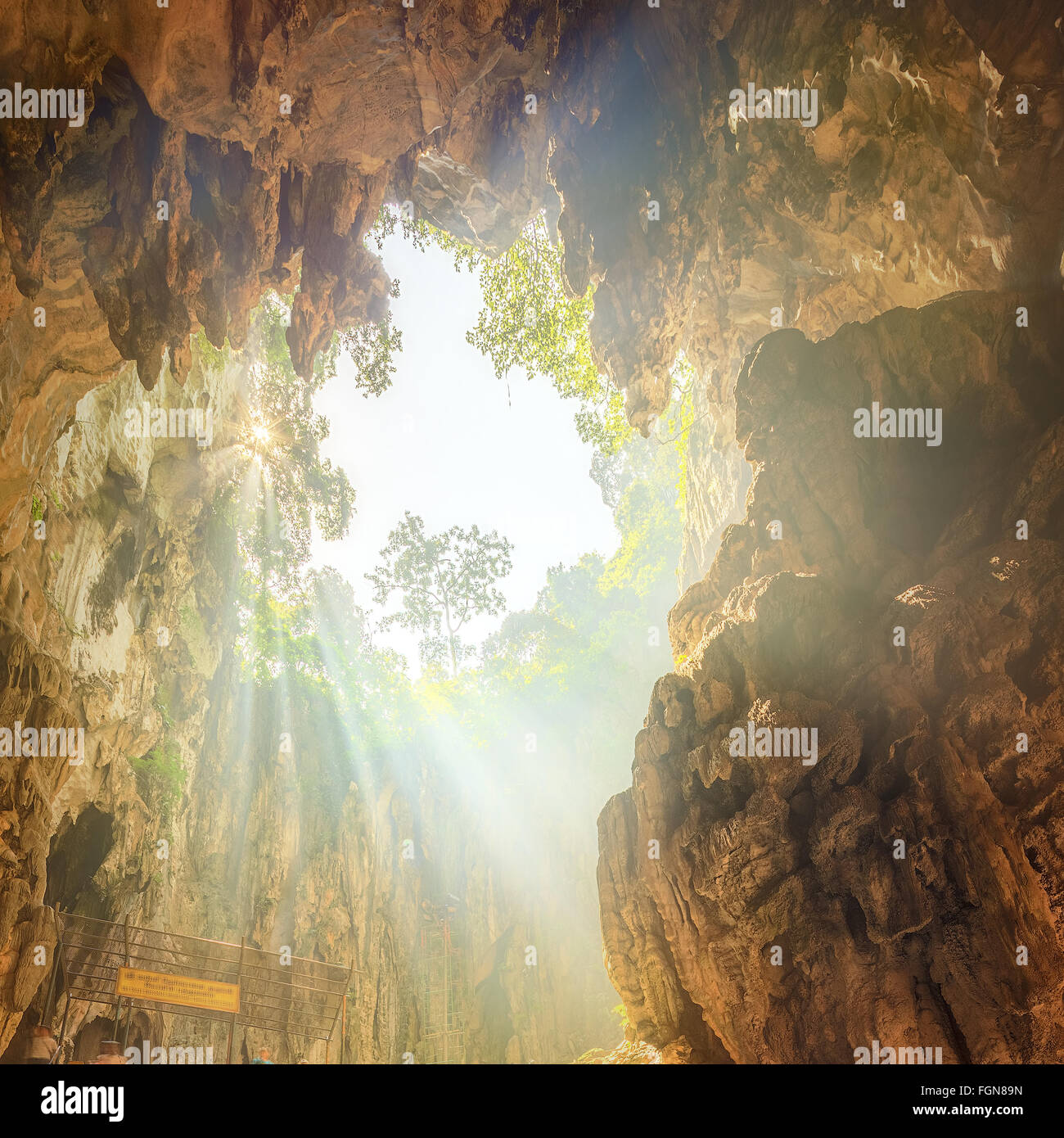 Temple in the middle of a cavern at Batu Caves Temple complex in Kuala ...